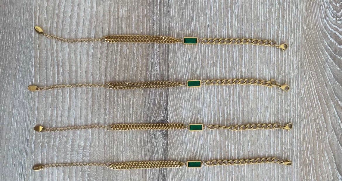 Emerald Link Bracelet Set (4pc)