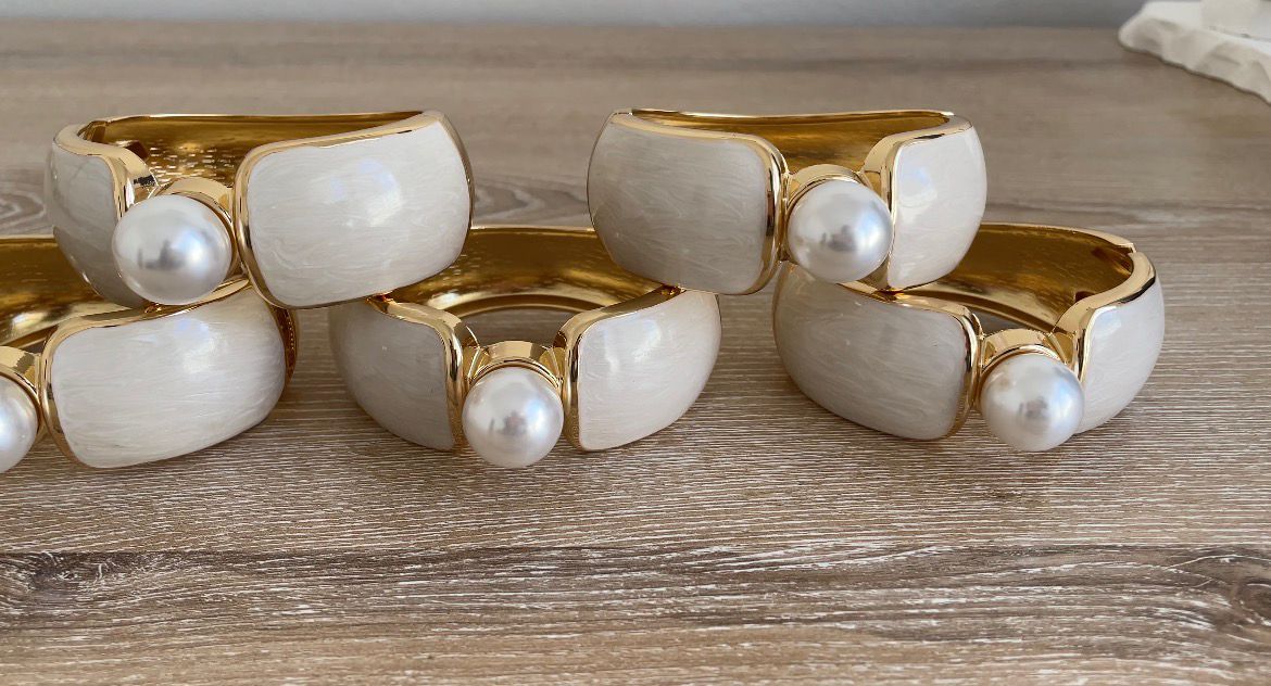 Elegant Pearl Resin Cuffs