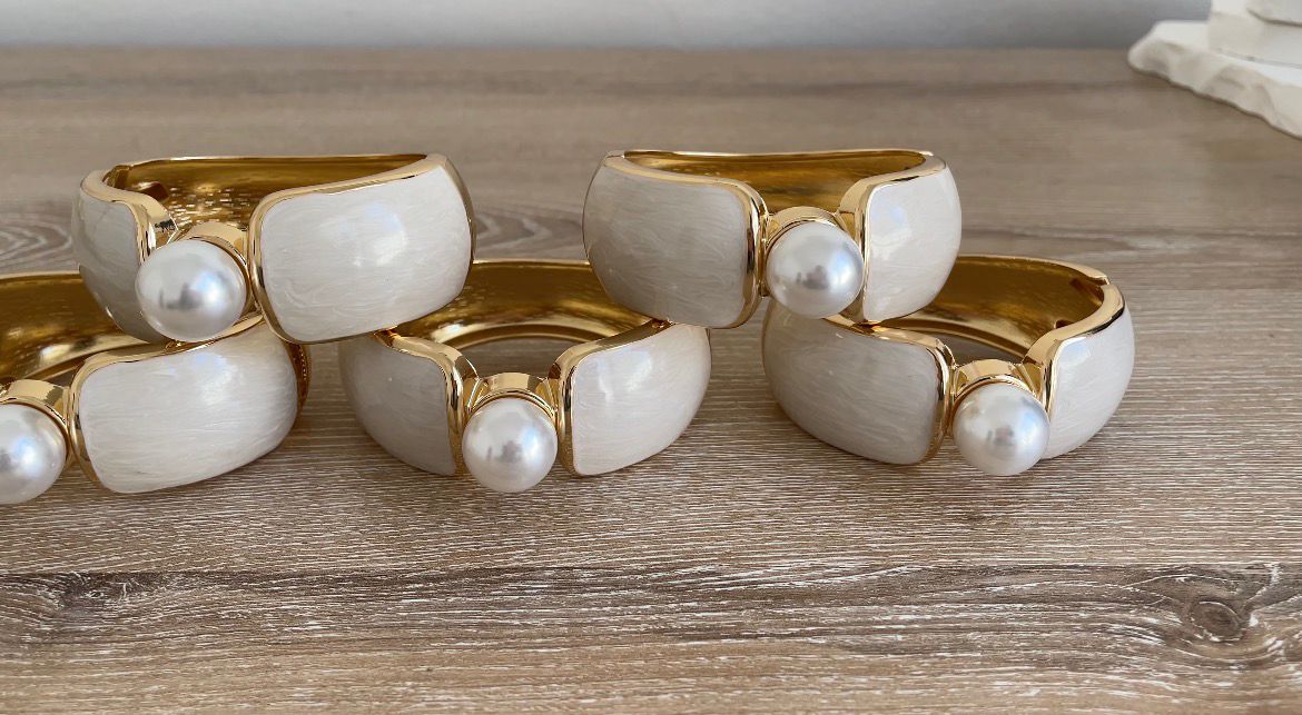 Elegant Pearl Resin Cuffs