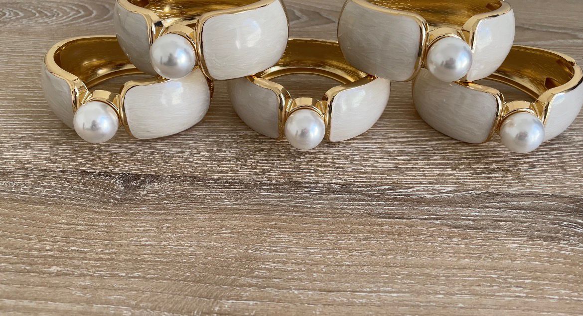 Elegant Pearl Resin Cuffs