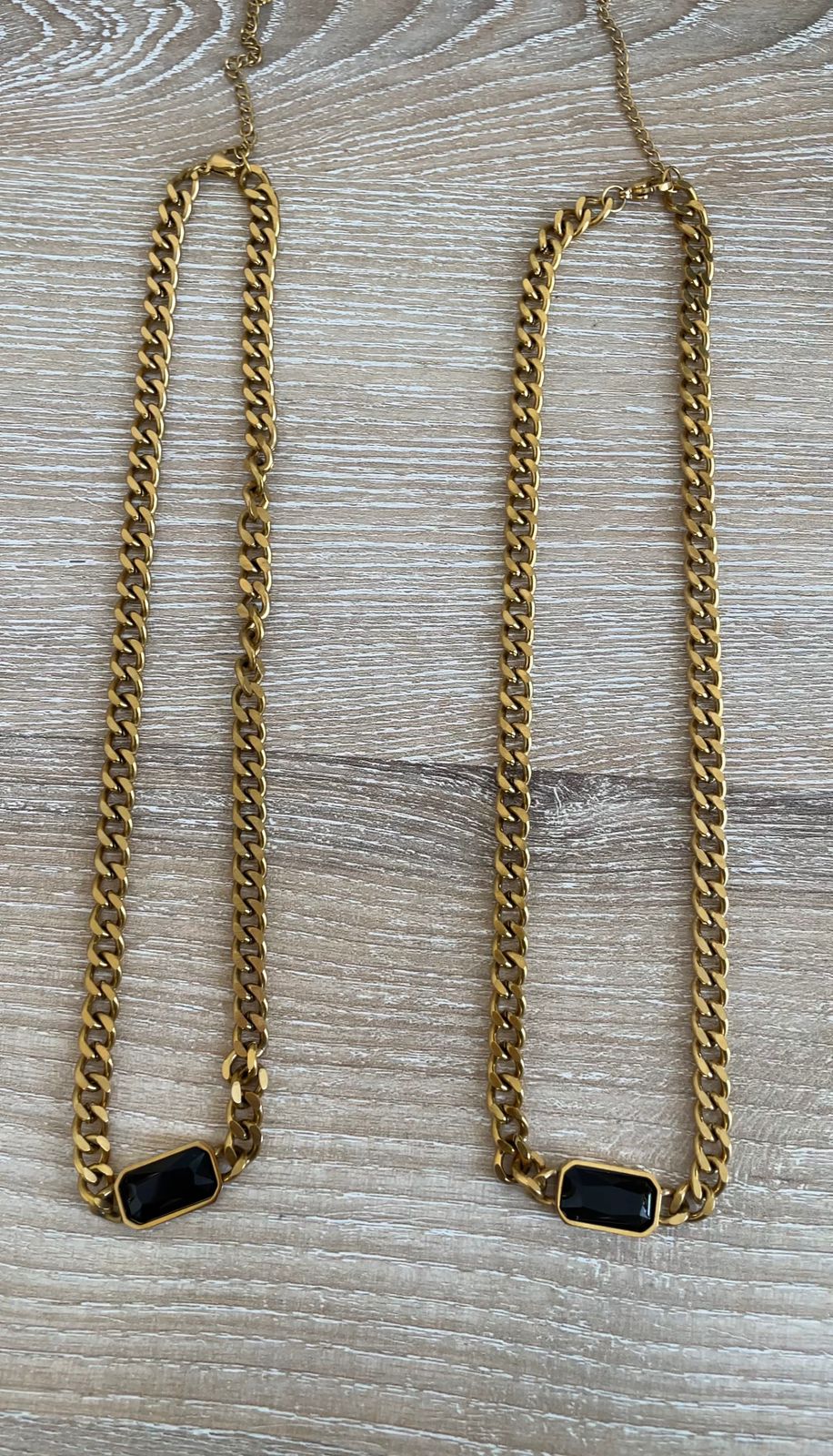Onyx Chain Necklace (Stainless Steel) (2pc)