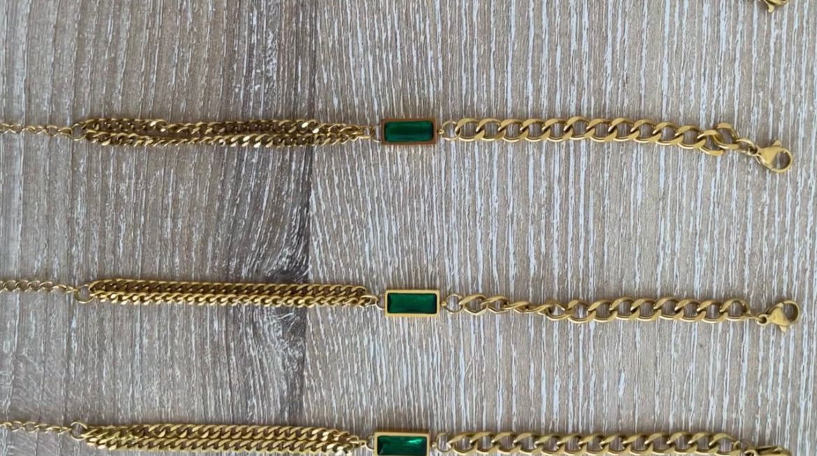 Emerald Link Bracelet Set (4pc)
